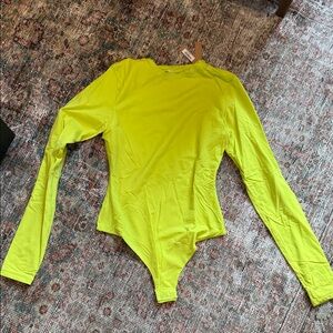 SKIMS Neon Yellow Long Sleeve Bodysuit